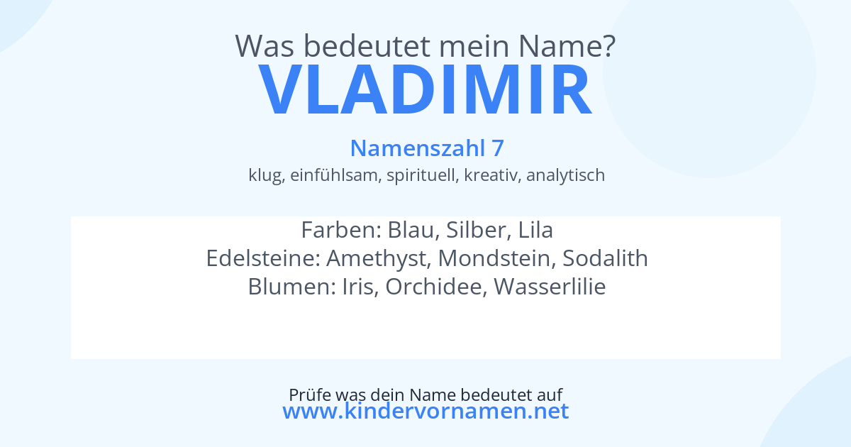 Was bedeutet der Name Vladimir?