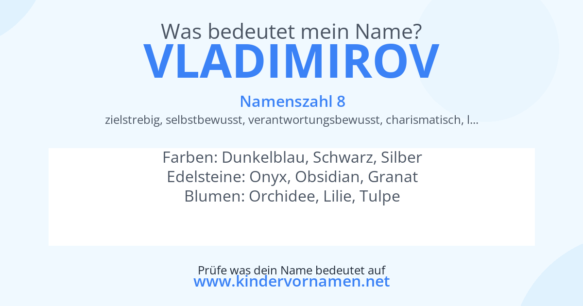 Was bedeutet der Name Vladimirov?