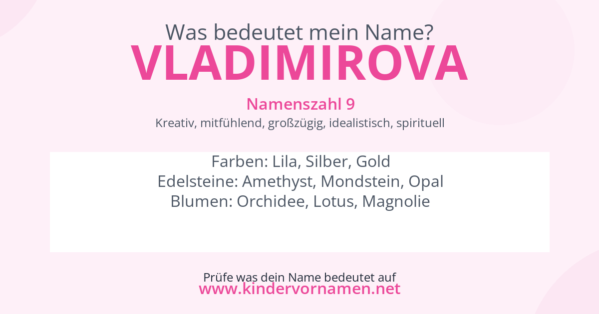 Was bedeutet der Name Vladimirova?