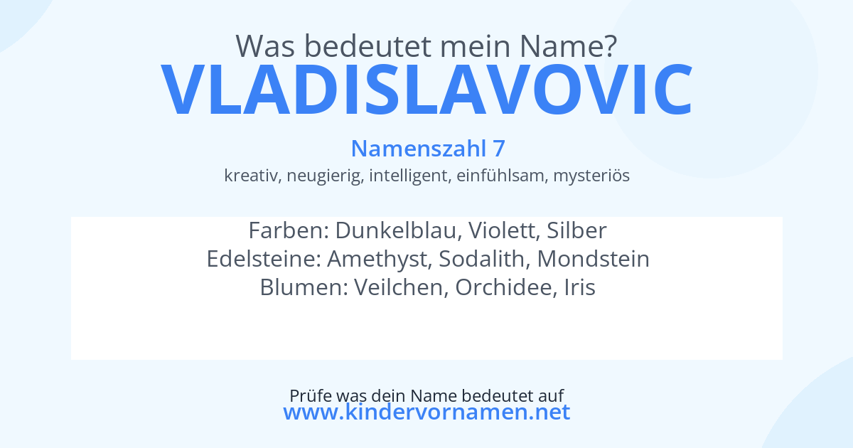 Was bedeutet der Name Vladislavovic?