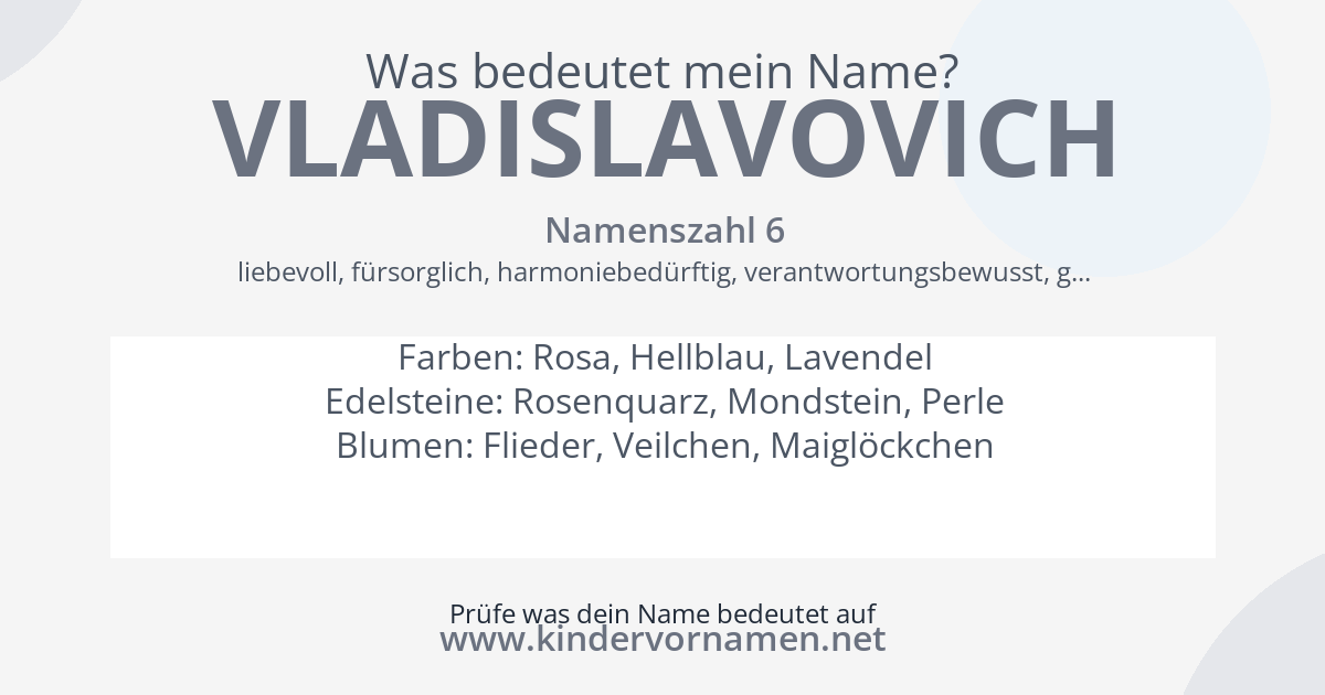 Was bedeutet der Name Vladislavovich?