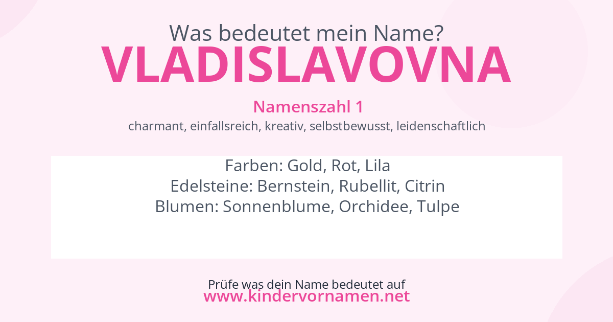 Was bedeutet der Name Vladislavovna?