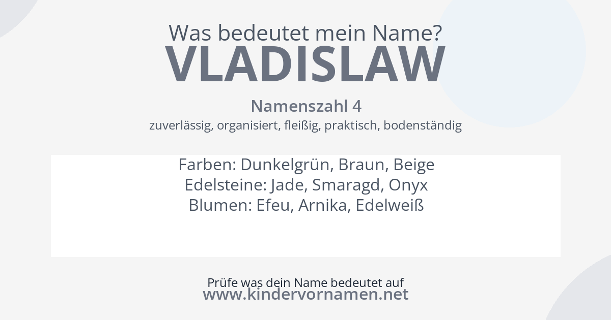 Was bedeutet der Name Vladislaw?
