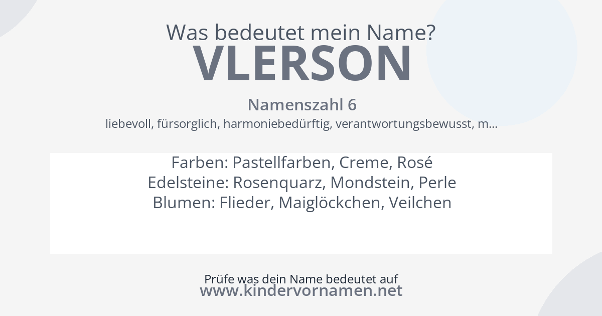 Was bedeutet der Name Vlerson?
