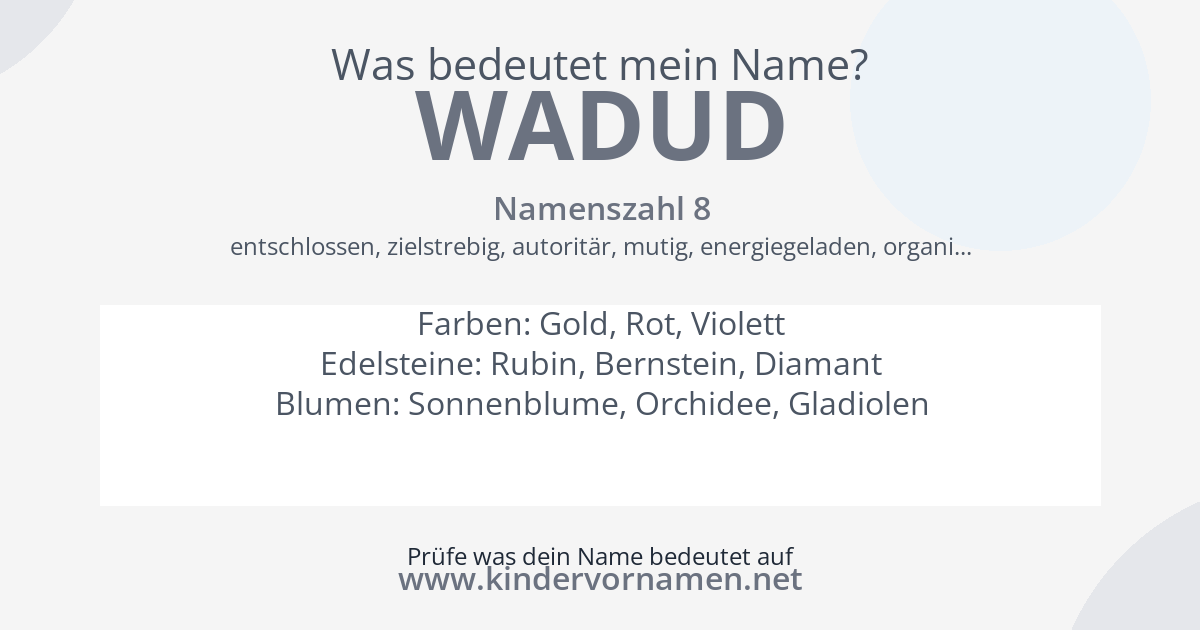 Was bedeutet der Name Wadud?