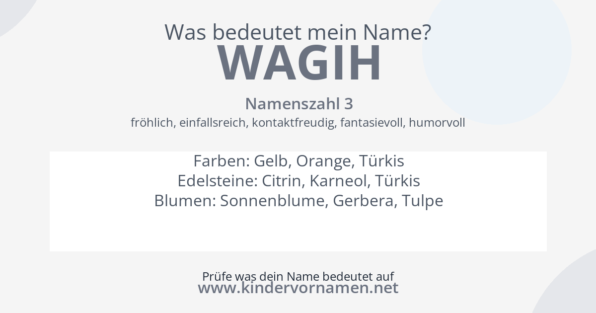 Was bedeutet der Name Wagih?
