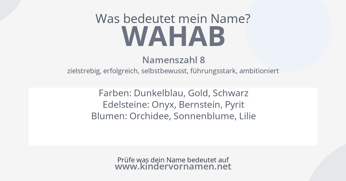Was bedeutet der Name Wahab?