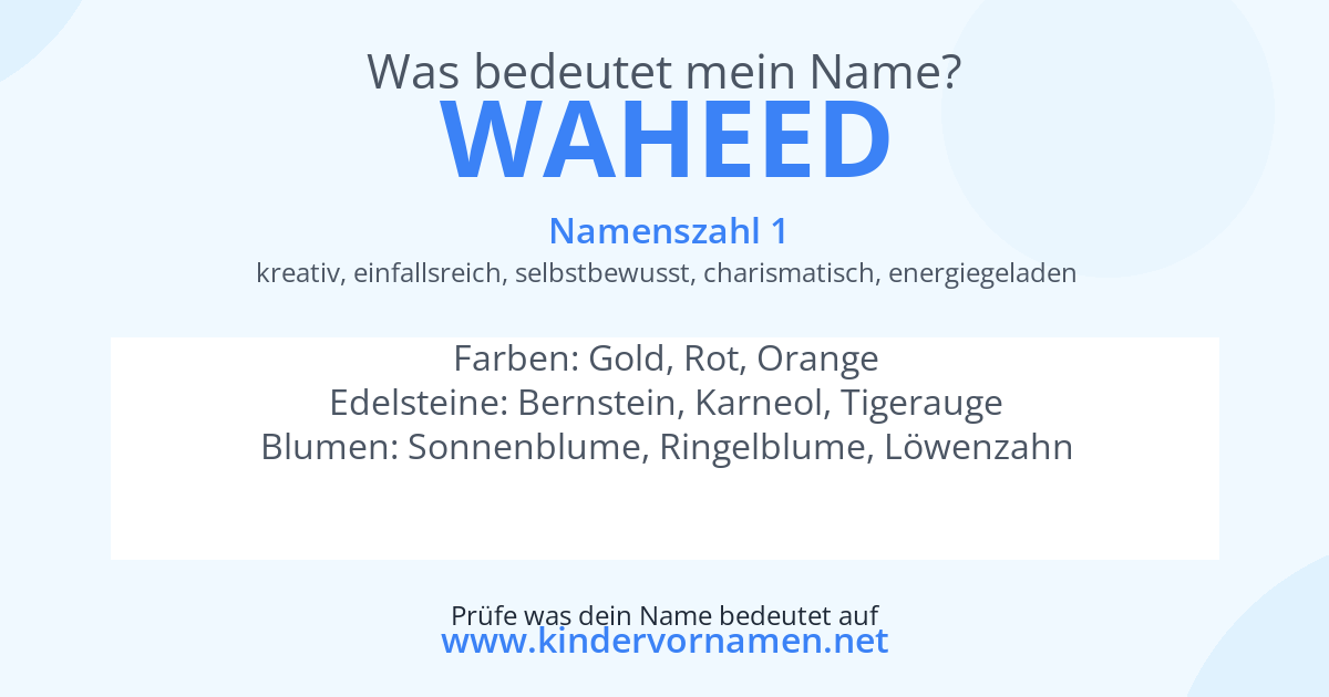 Was bedeutet der Name Waheed?
