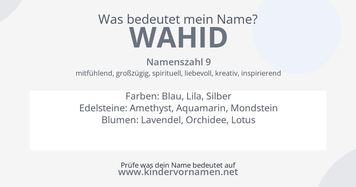 Was bedeutet der Name Wahid?