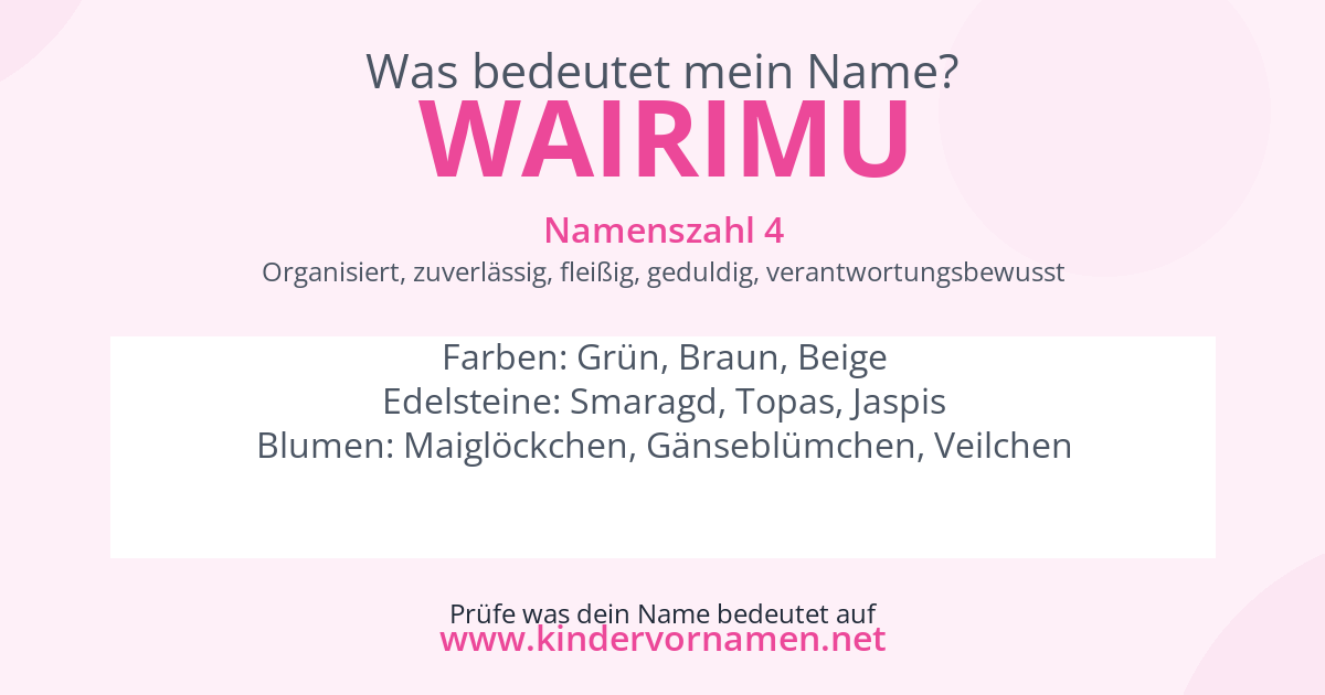 Was bedeutet der Name Wairimu?