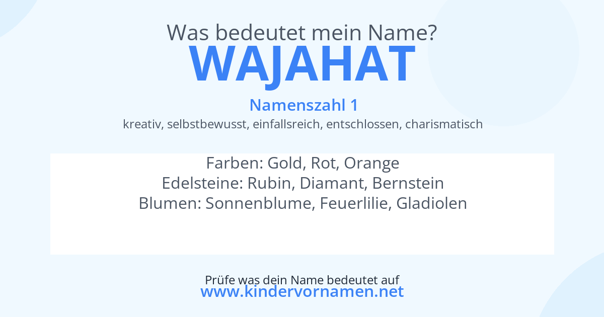 Was bedeutet der Name Wajahat?