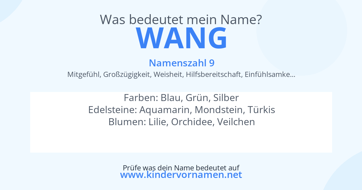 Was bedeutet der Name Wang?