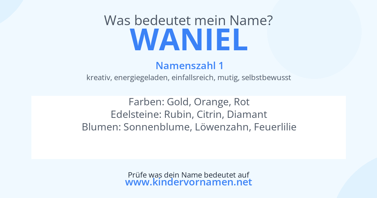 Was bedeutet der Name Waniel?
