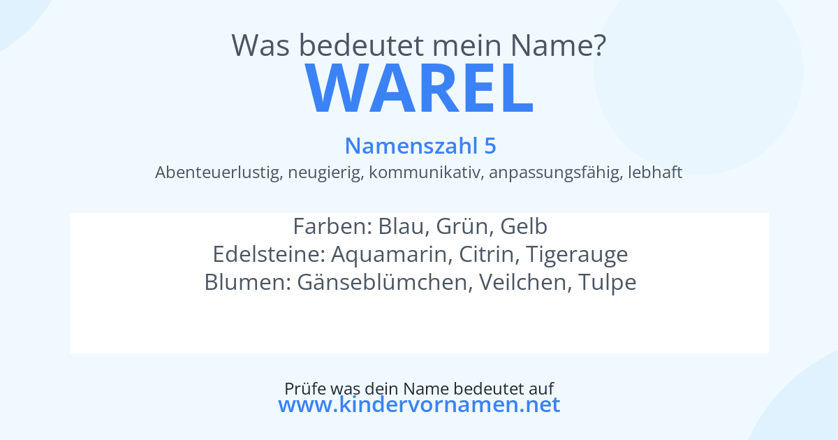 Was bedeutet der Name Warel?