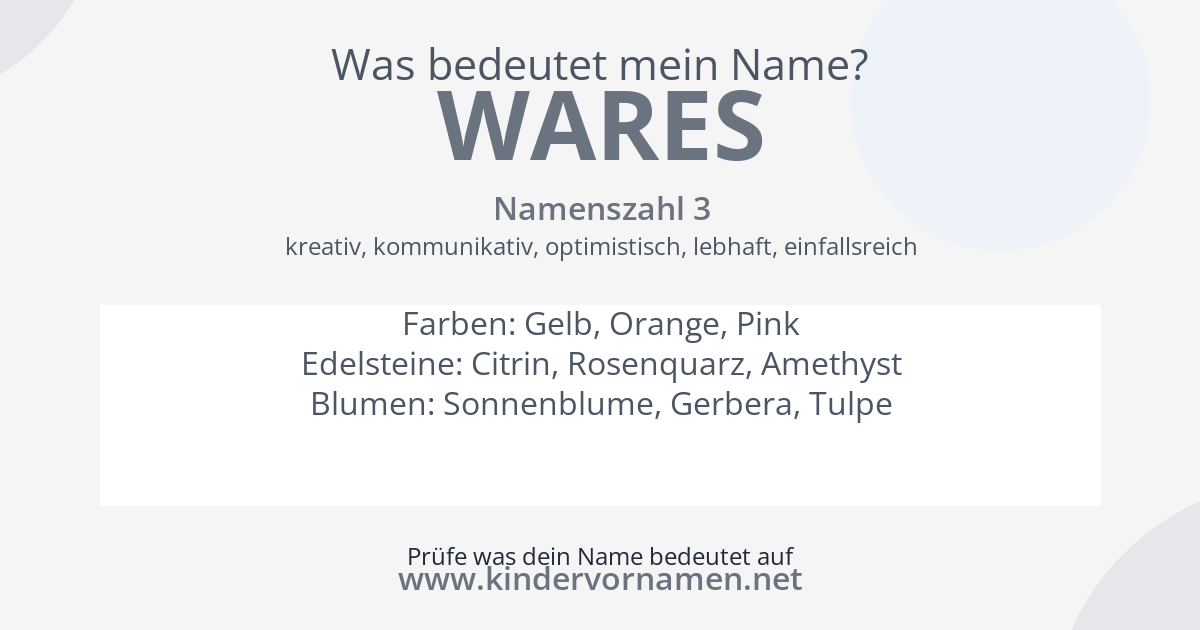 Was bedeutet der Name Wares?