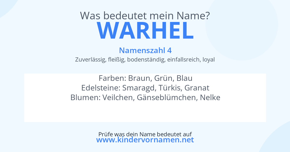 Was bedeutet der Name Warhel?