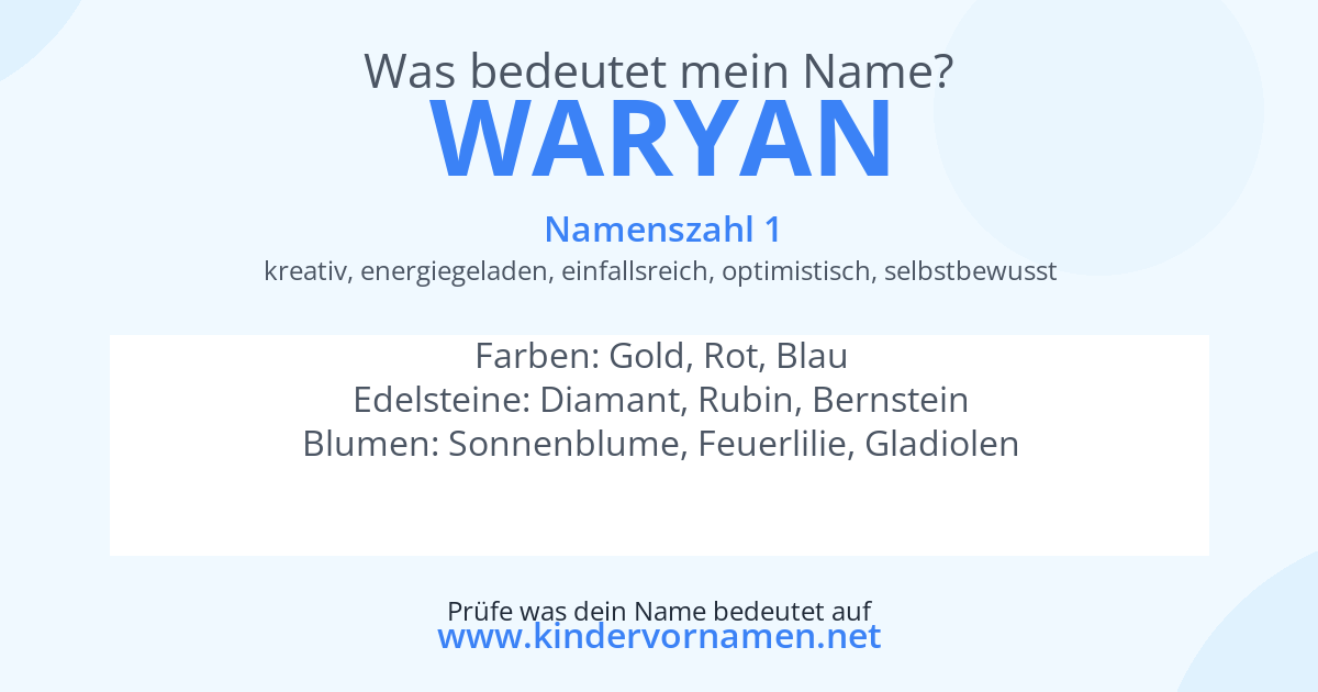 Was bedeutet der Name Waryan?