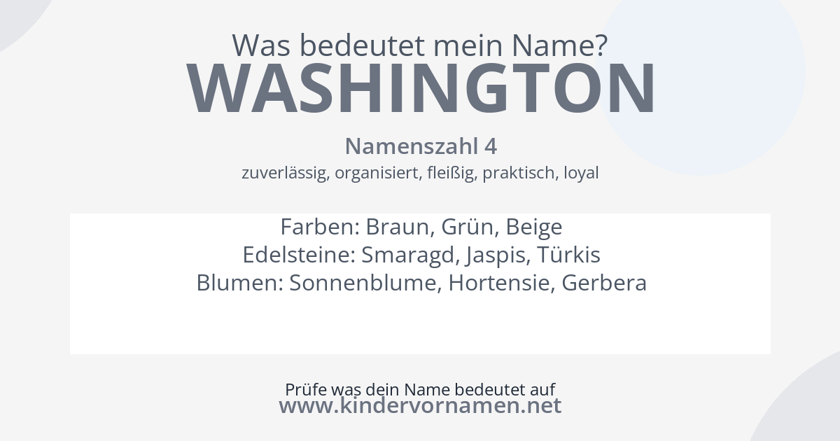 Was bedeutet der Name Washington?