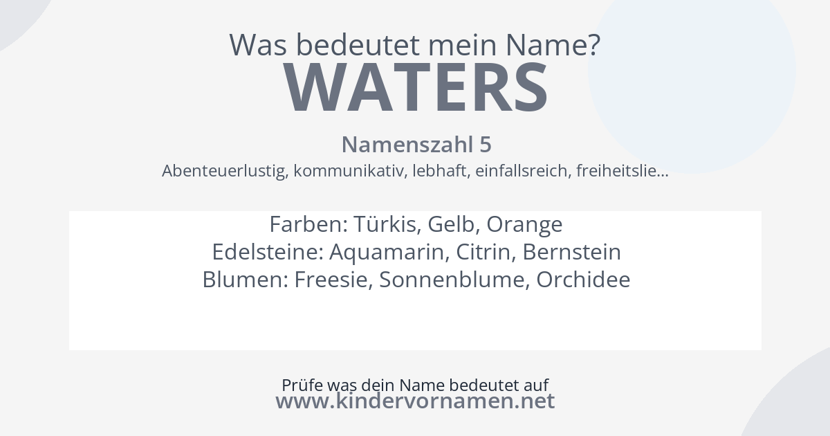 Was bedeutet der Name Waters?