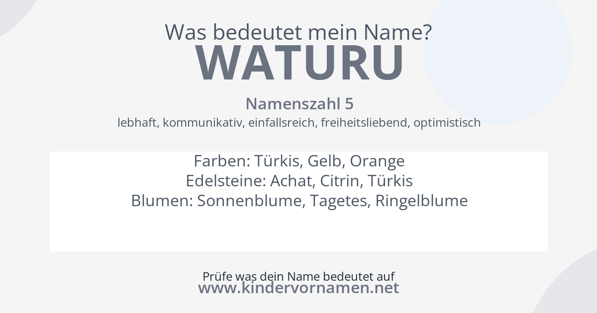 Was bedeutet der Name Waturu?