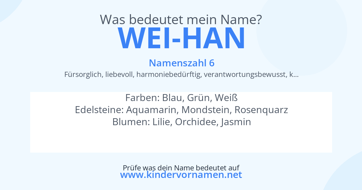 Was bedeutet der Name Wei-Han?