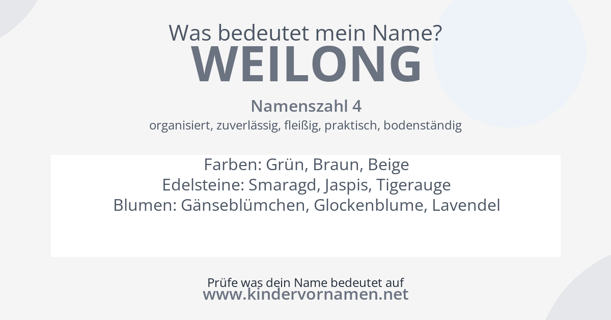 Was bedeutet der Name Weilong?