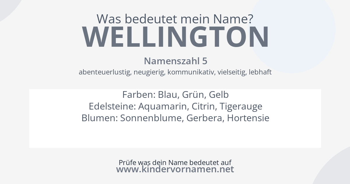 Was bedeutet der Name Wellington?