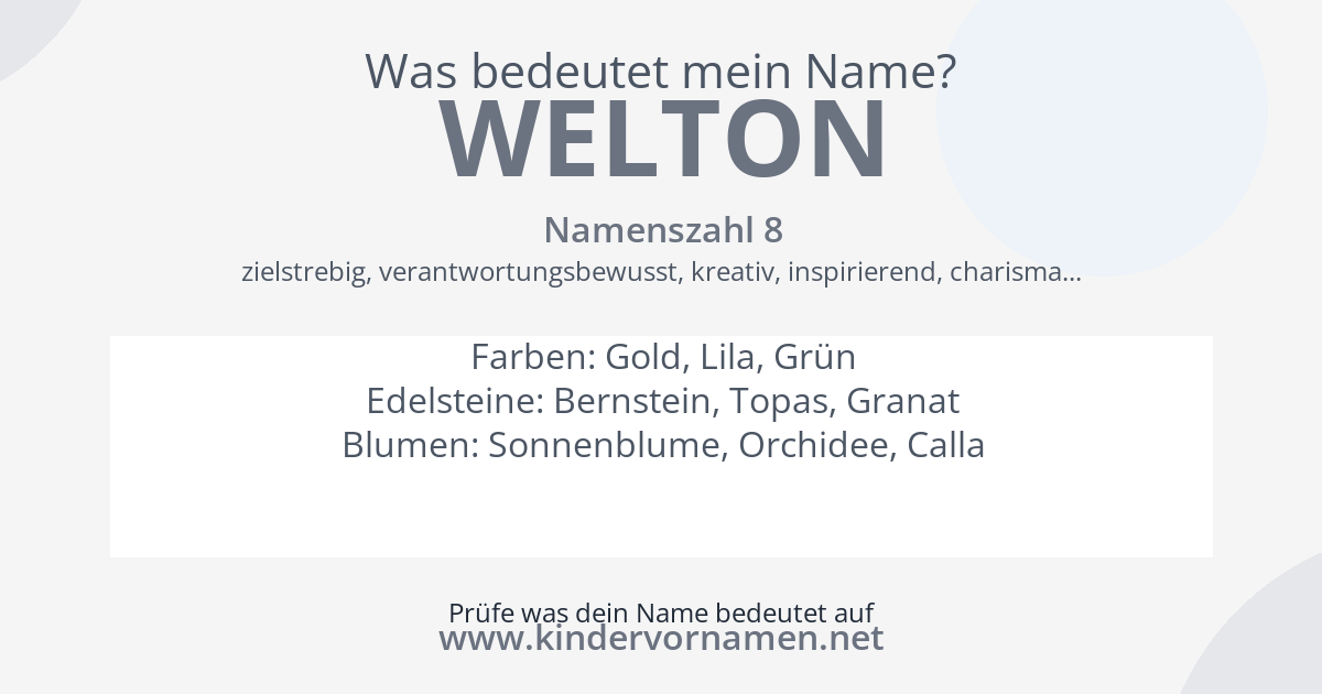 Was bedeutet der Name Welton?