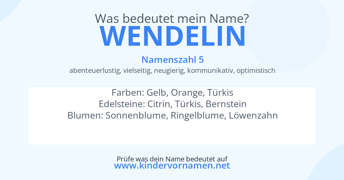 Was bedeutet der Name Wendelin?