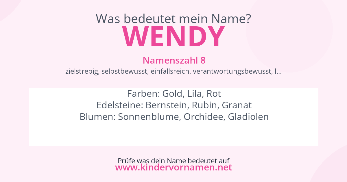 Was bedeutet der Name Wendy?