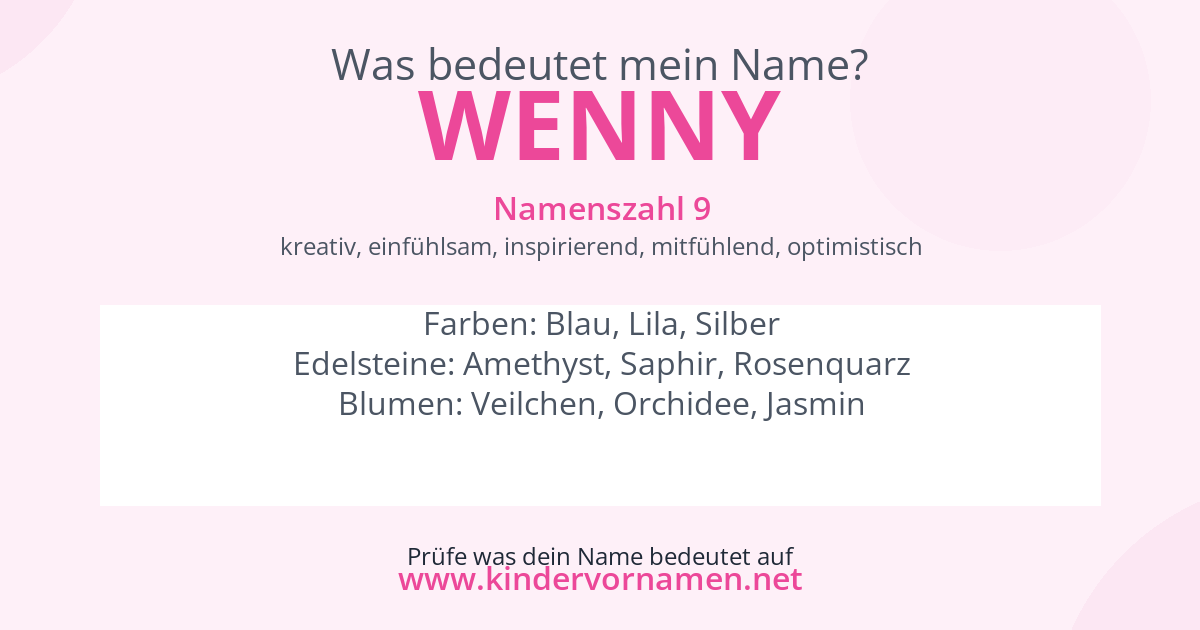 Was bedeutet der Name Wenny?