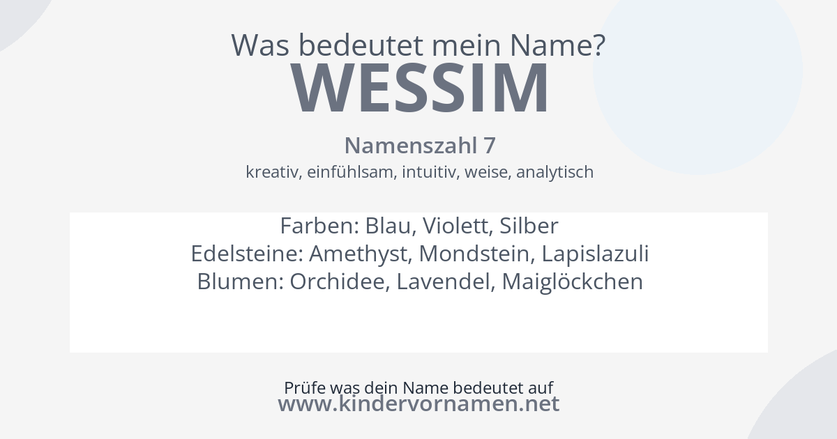 Was bedeutet der Name Wessim?
