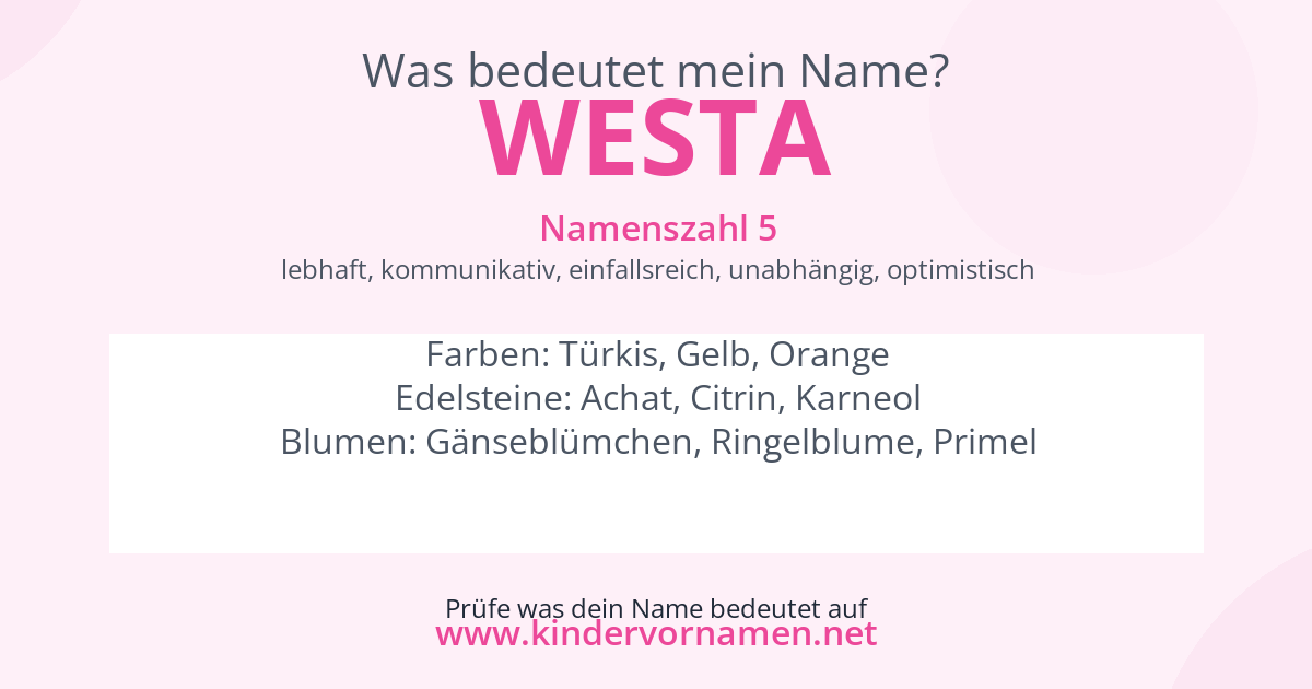 Was bedeutet der Name Westa?