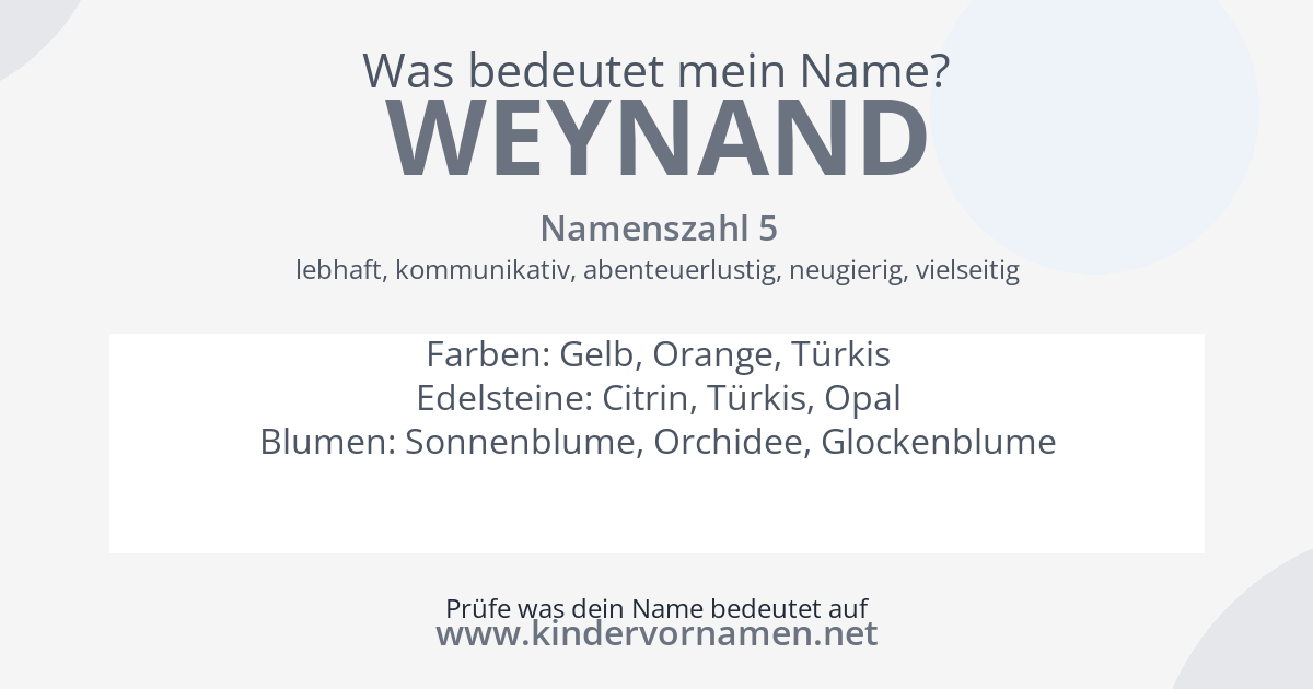 Was bedeutet der Name Weynand?