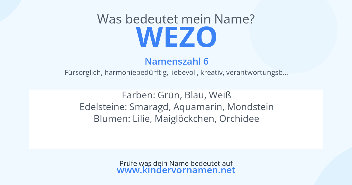Was bedeutet der Name Wezo?