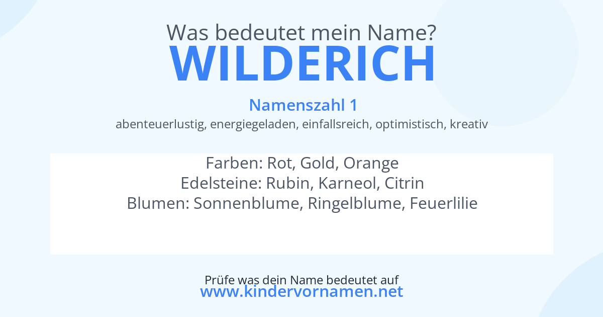 Was bedeutet der Name Wilderich?