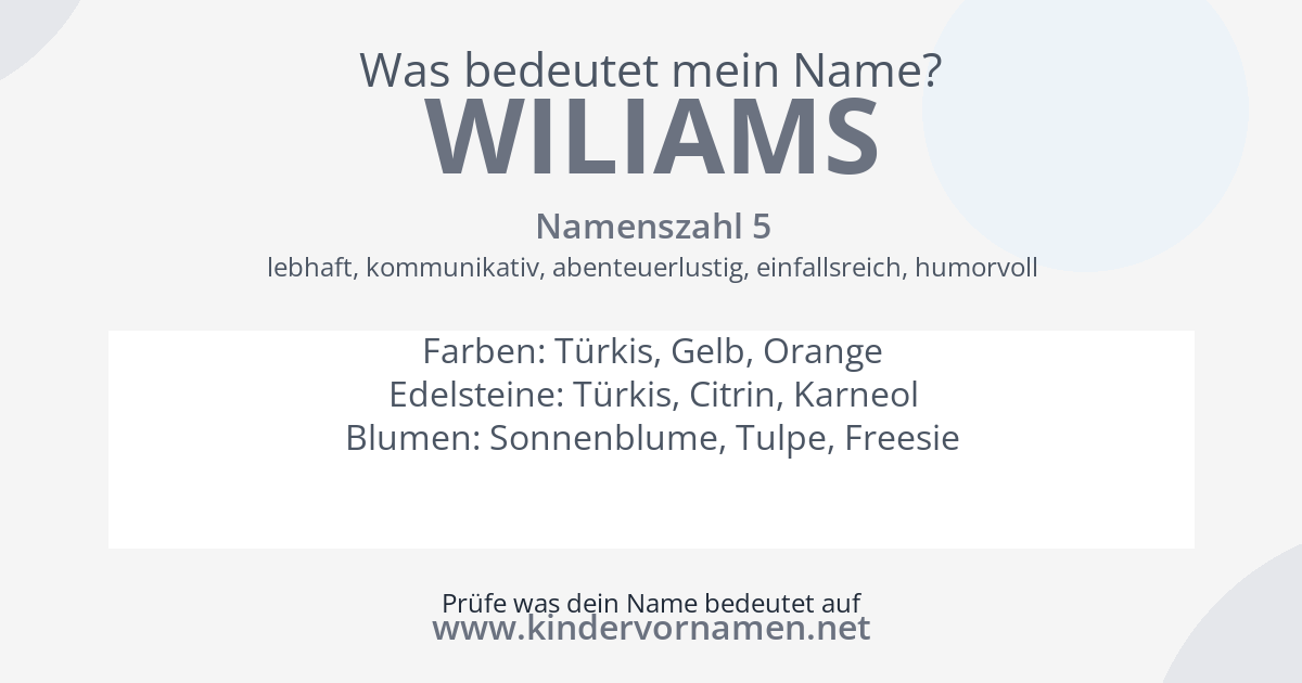 Was bedeutet der Name Wiliams?