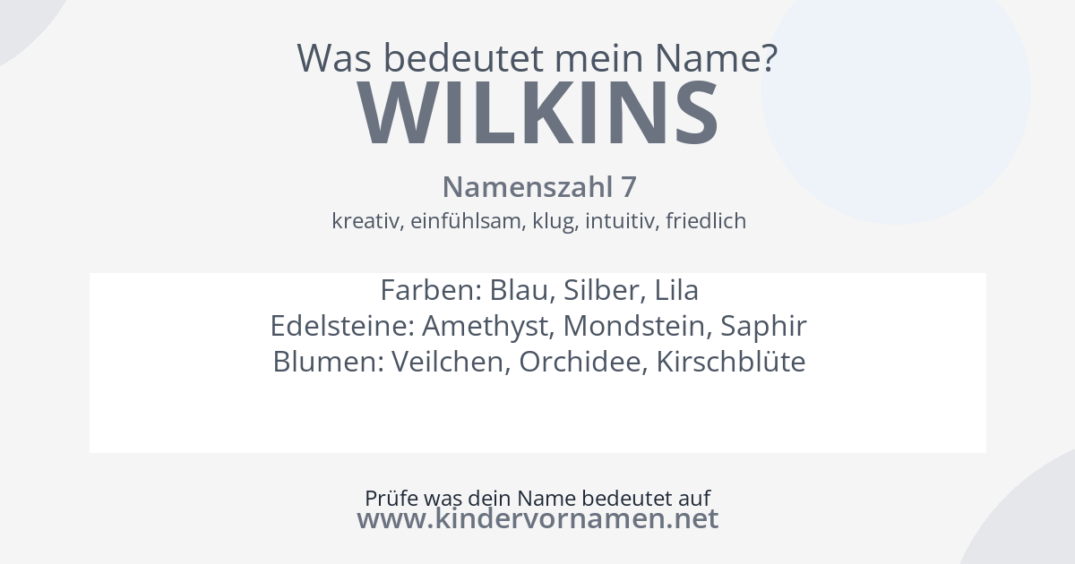 Was bedeutet der Name Wilkins?