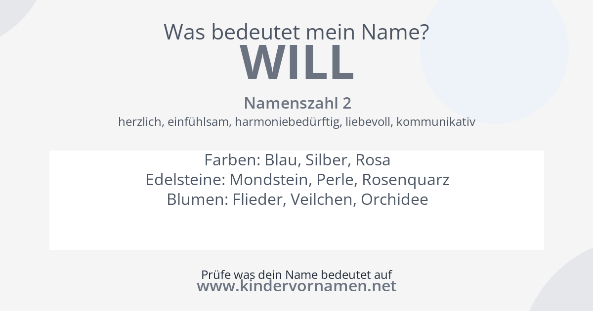 Was bedeutet der Name Will?