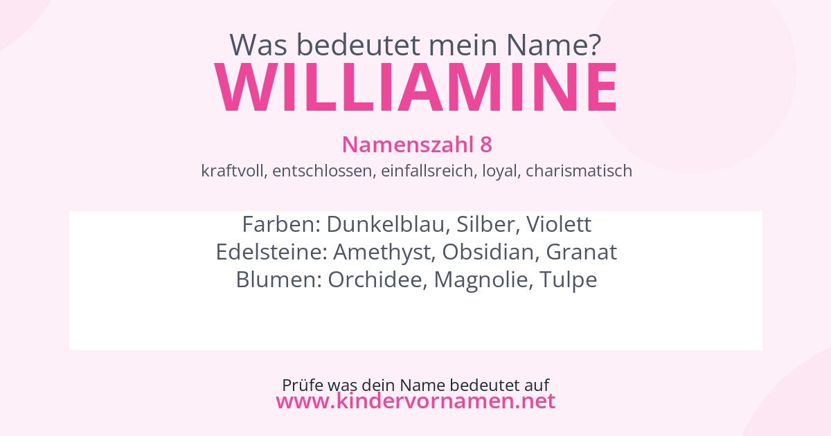 Was bedeutet der Name Williamine?