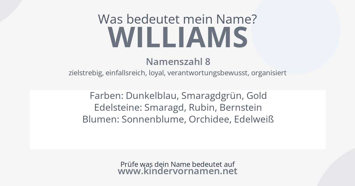 Was bedeutet der Name Williams?