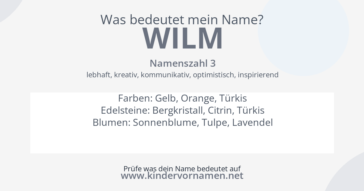 Was bedeutet der Name Wilm?