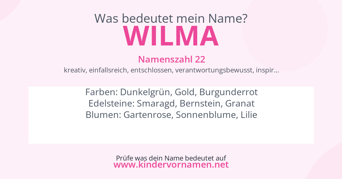 Was bedeutet der Name Wilma?