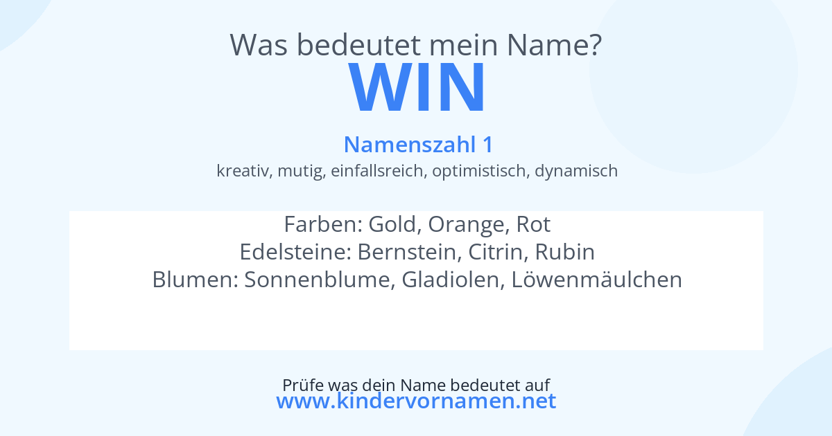 Was bedeutet der Name Win?