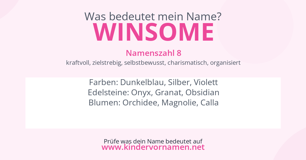 Was bedeutet der Name Winsome?