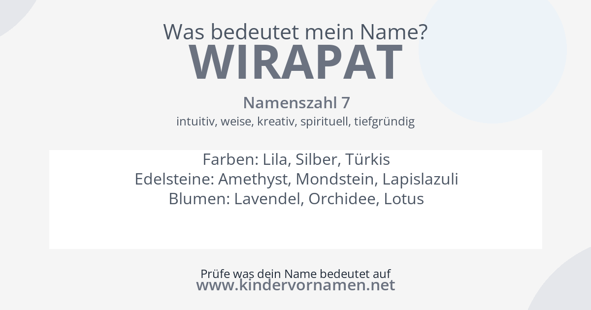 Was bedeutet der Name Wirapat?