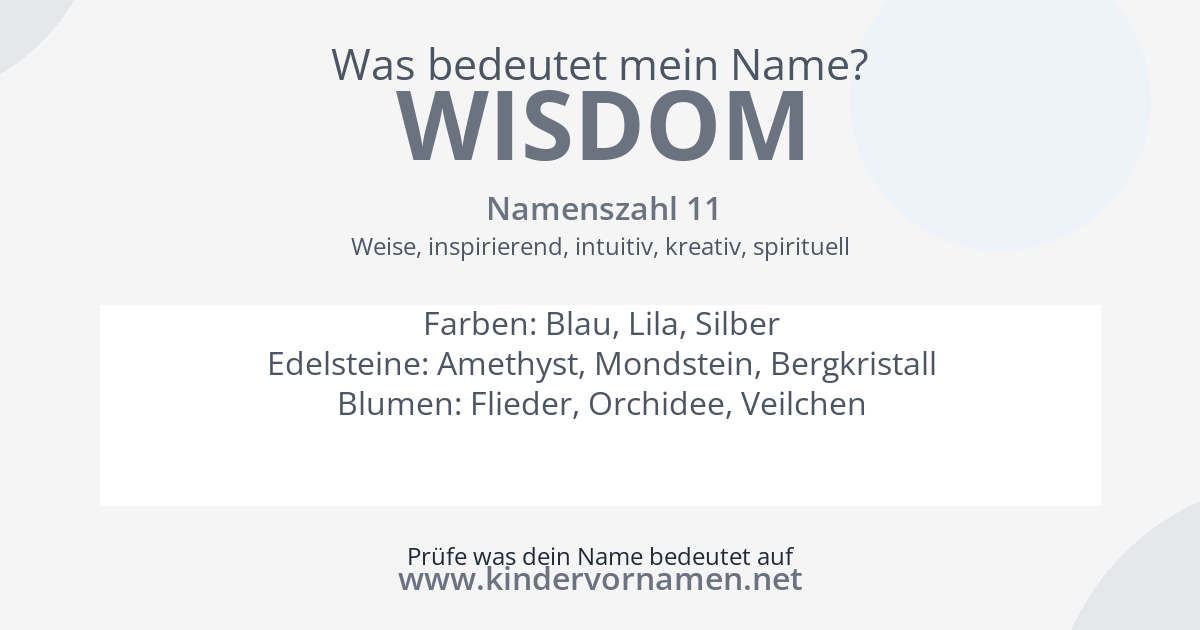 Was bedeutet der Name Wisdom?