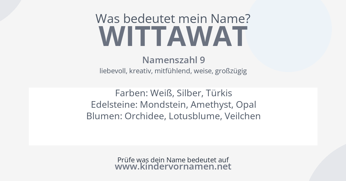 Was bedeutet der Name Wittawat?