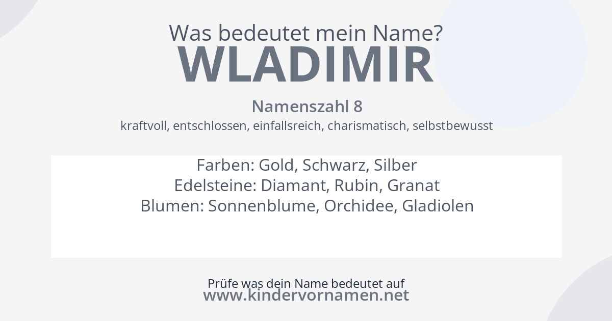 Was bedeutet der Name Wladimir?