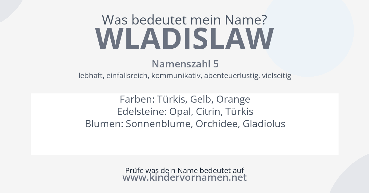Was bedeutet der Name Wladislaw?